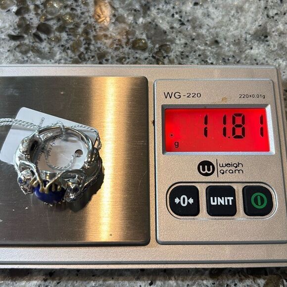 New Swarovski Lapis Lazuli ring Sz 9 Karis platinum bond silver crystals - Picture 11 of 13